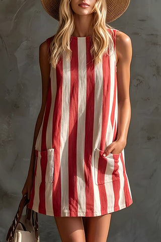 Striped Sleeveless Casual Dress