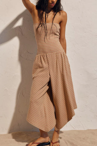 Strapless Striped Jumpsuit