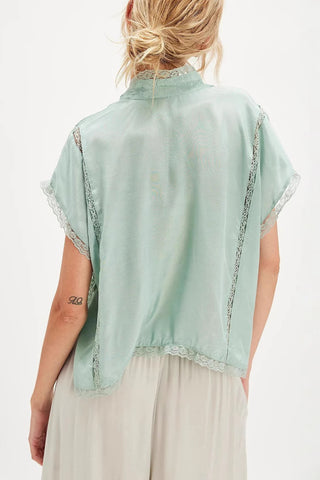 Tie-Front Lace Detail Blouse