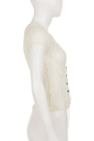 Button-Front Lace Blouse