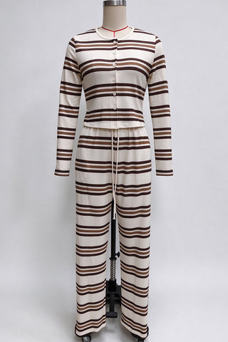 Striped Button Front Two Piece Set