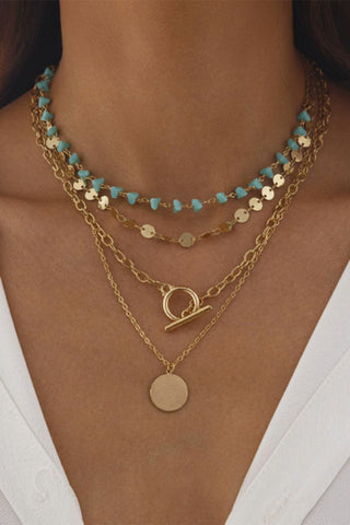 Disc Turquoise Layered Necklace