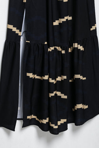 Geometric Print V-Neck Slit Dress
