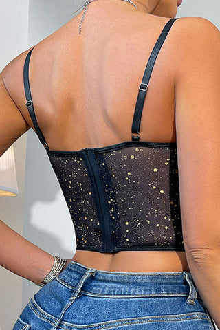 Sequin Sheer Corset Tank Top