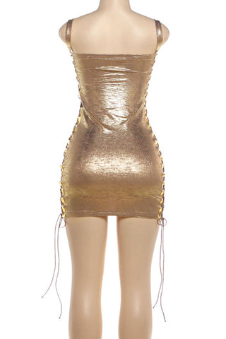 Lace-Up Side Bodycon Mini Dress