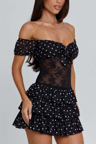 Off-Shoulder Lace Mini Dress