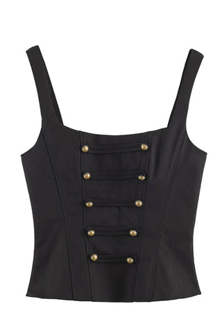 Square Neck Button Front Tank Top