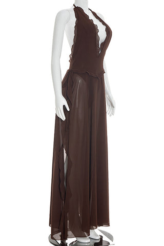 V-Neck Halter Maxi Dress