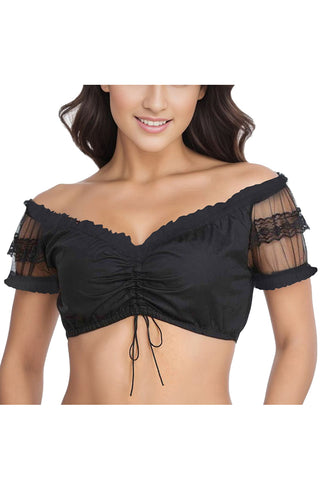 Off-Shoulder Blouse with Lace Trim
