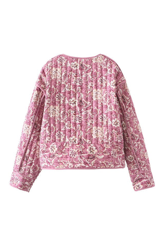Floral Quilted Button-Front Coat