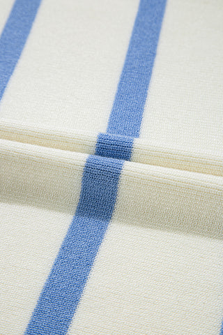 Stripe Split V Neck Ribbed Tank