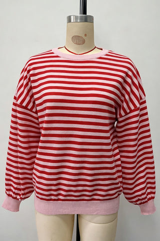 Striped Open Back Long Sleeve Sweater