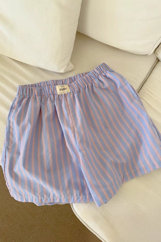 Striped Elastic Waist Casual Shorts