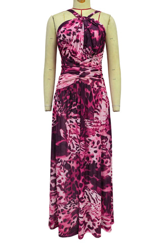 Halter Neck Ruched Maxi Casual Dress