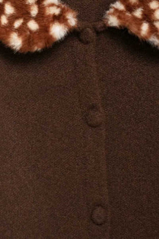 Faux Fur Collar Button-Front Coat