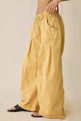 Drawstring Elastic Waist Wide Leg Pants