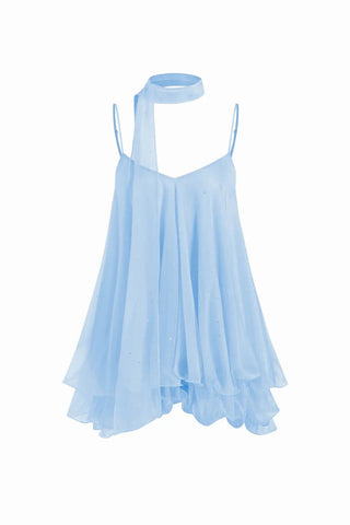 Ruffle Hem Spaghetti Strap Mini Dress