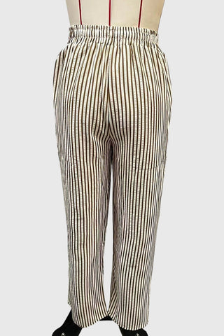Drawstring Striped Wide-Leg Casual Pants