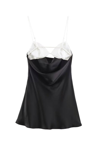Contrast Open-Back Dress