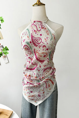 Pleated Halter Tank Top
