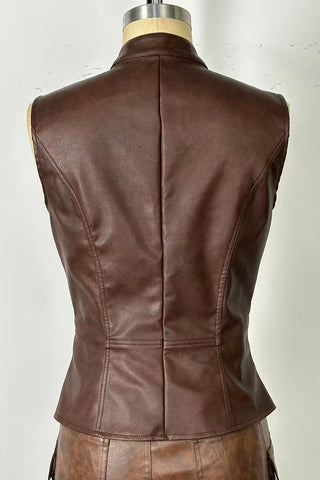 Button-Front Leather-Style Vest