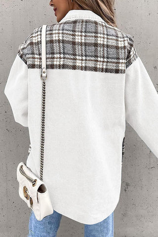 Plaid Patchwork Button-Front Jacket