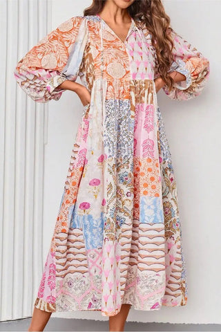 Flowy Patchwork Vacation Dress