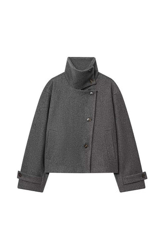 Stand-Collar Button-Front Jacket