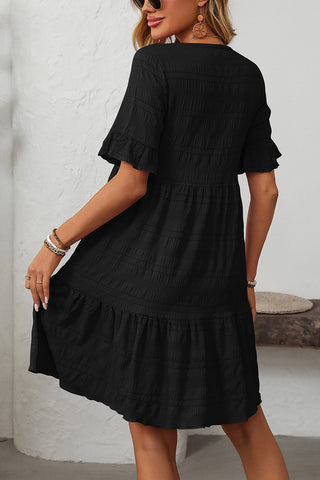 Flared Short-Sleeve Casual Dress