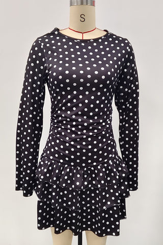 Leopard Print Ruffle Long Sleeve Mini Dress