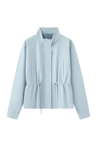 Stand Collar Drawstring Waist Jacket