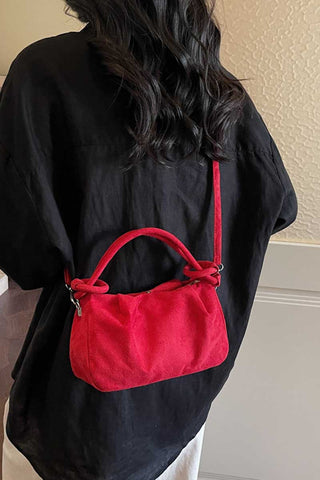 Knotted Handle Suede Shoulder Bag