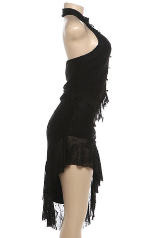Halter Neck Skirt Set with Asymmetrical Hem