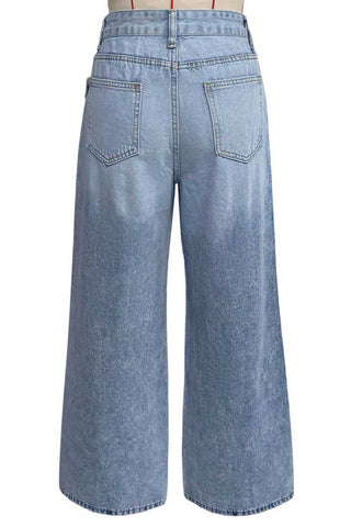Asymmetric Waist Wide-Leg Baggy Jeans