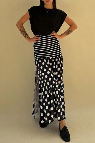 Patterned Slit Maxi Skirt