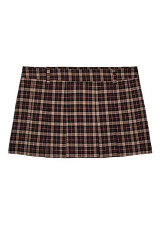 Plaid Zip-Up Mock Neck Short Set