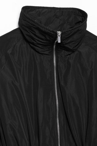High-Collar Drawstring Waist Zip-Up Jacket