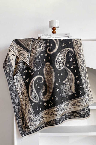 Paisley Print Fringed Scarf
