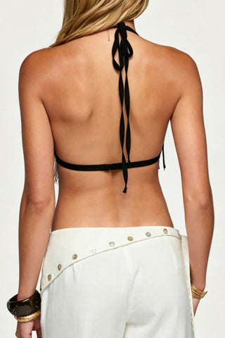 Fringe Halter Backless Top