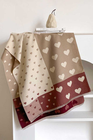 Heart Print Colorblock Square Scarf