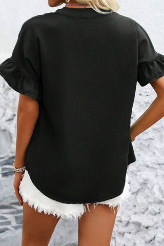 Button-Up Ruffled Sleeve Blouse