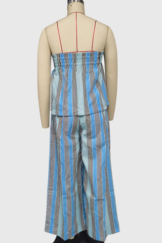 Strapless Striped Pants Set