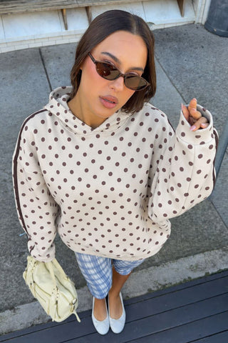 Polka Dot Side Stripe Hoodie Sweatshirt