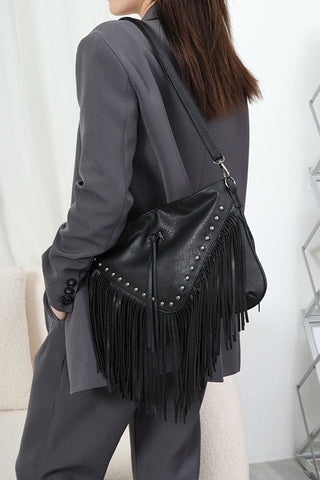 Studded Fringe Crossbody Bag