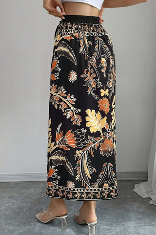 Tie-Waist Floral Print Maxi Skirt