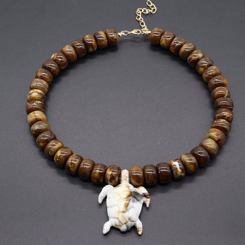 Heart-Pendant Beaded Necklace