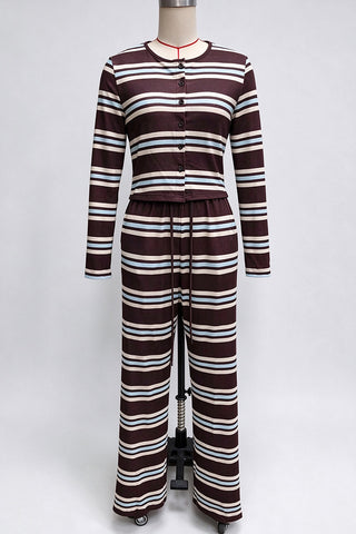 Striped Button Front Two Piece Set