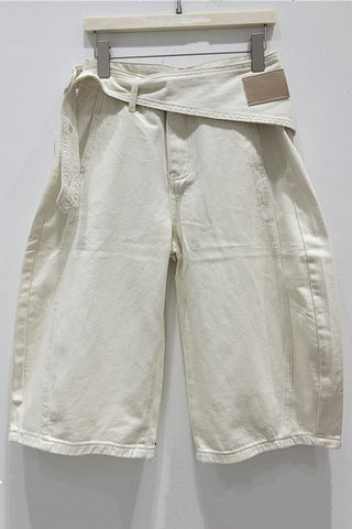 Wrap-Front Denim Shorts