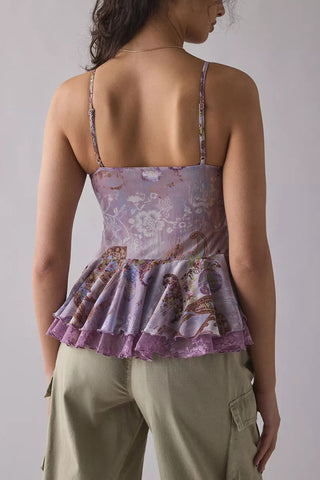 Flowy Ruffled Spaghetti Strap Blouse