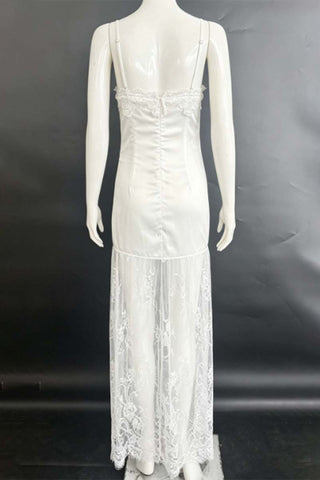 Sleeveless Lace Overlay Dress